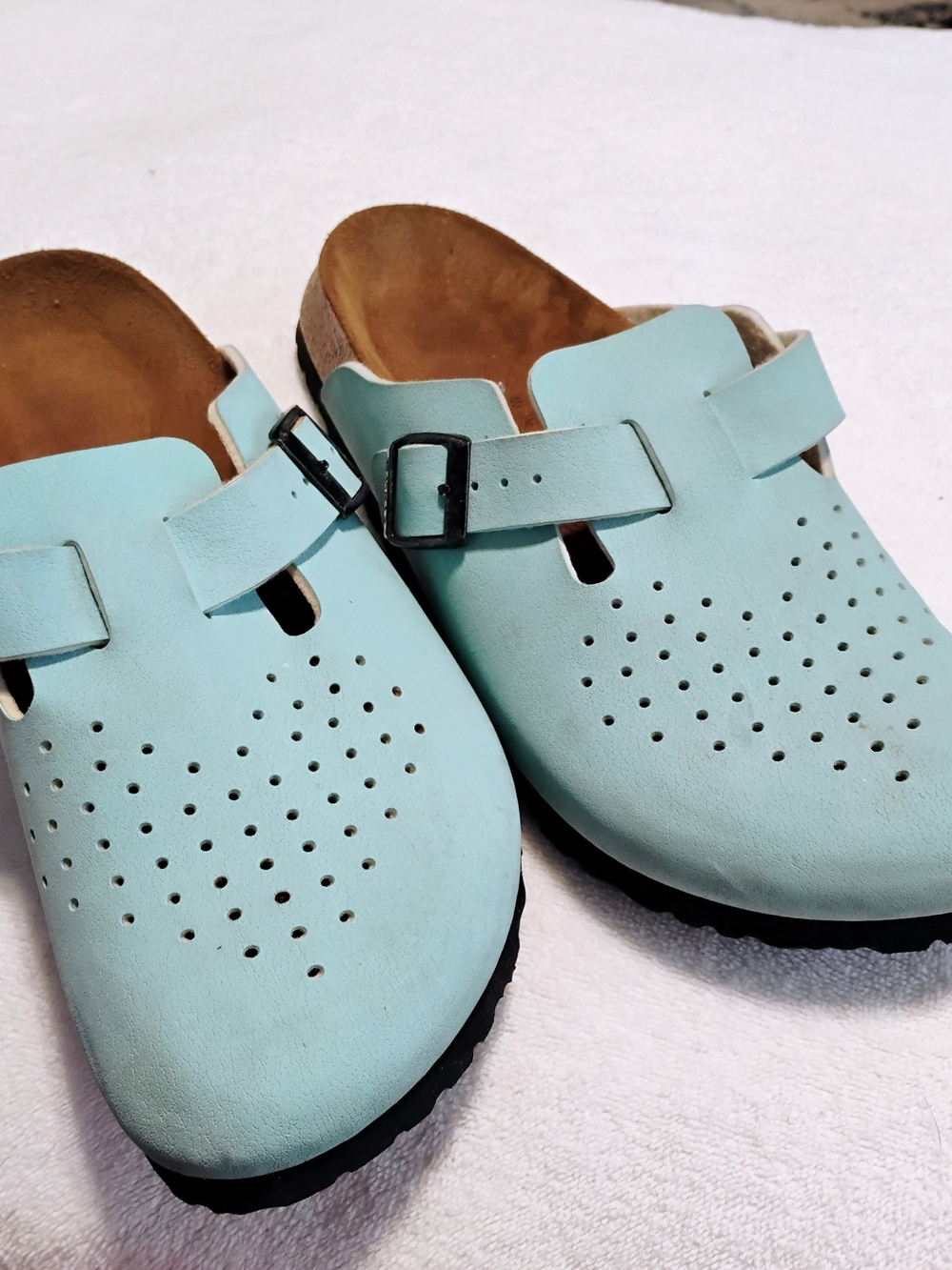 Birkenstock Burki's Blue Suede Leather Clog Sandals Comfort Shoes Ladies 9 - Picture 9 of 16